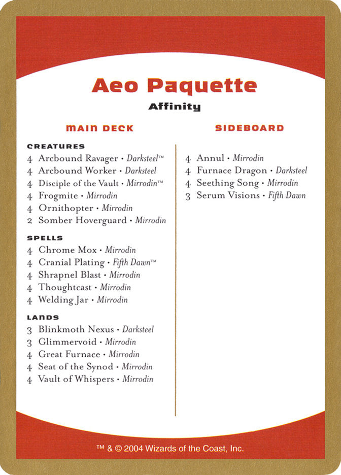 Aeo Paquette Decklist [World Championship Decks 2004] - The Mythic Store | 24h Order Processing