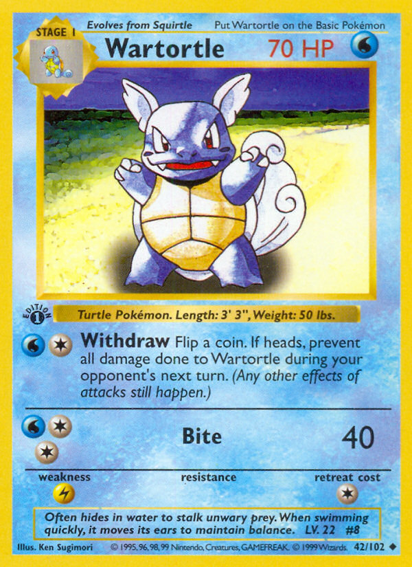 Wartortle (42/102) (Shadowless) [Base Set 1st Edition] - The Mythic Store | 24h Order Processing