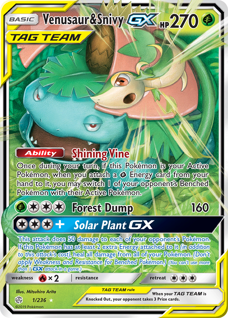 Venusaur & Snivy GX (1/236) [Sun & Moon: Cosmic Eclipse] - The Mythic Store | 24h Order Processing