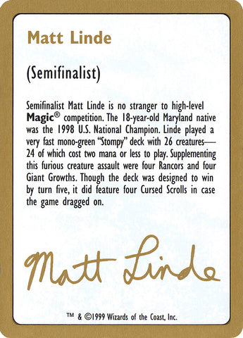 Matt Linde Bio [World Championship Decks 1999] - The Mythic Store | 24h Order Processing