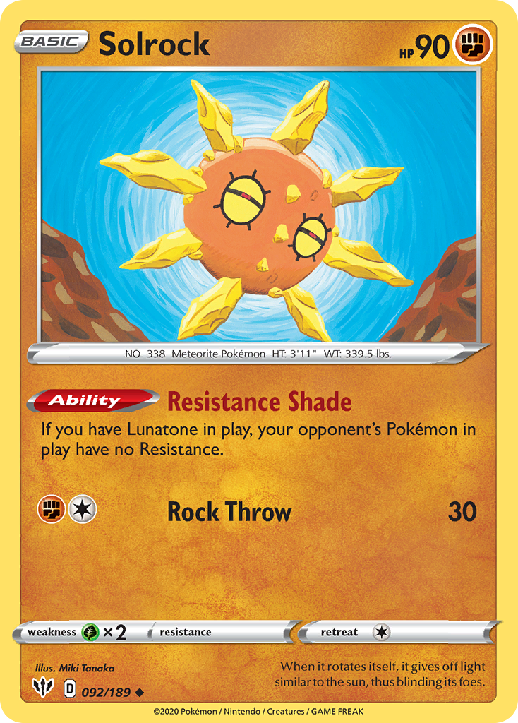 Solrock (092/189) [Sword & Shield: Darkness Ablaze] - The Mythic Store | 24h Order Processing