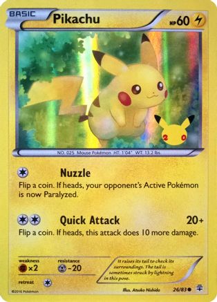 Pikachu (26/83) (20th Anniversary) [XY: Generations] - The Mythic Store | 24h Order Processing