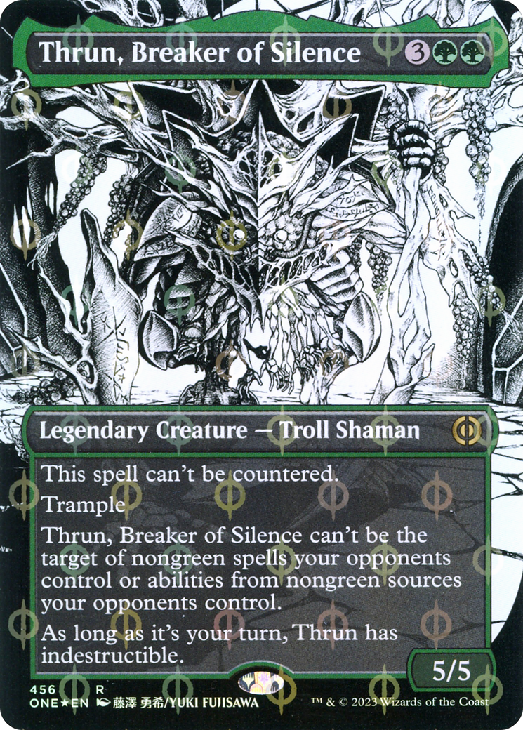 Thrun, Breaker of Silence (Borderless Manga Step-and-Compleat Foil) [Phyrexia: All Will Be One] - The Mythic Store | 24h Order Processing
