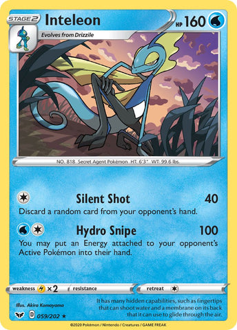 Inteleon (059/202) (Cracked Ice Holo) (Theme Deck Exclusive) [Sword & Shield: Base Set] - The Mythic Store | 24h Order Processing
