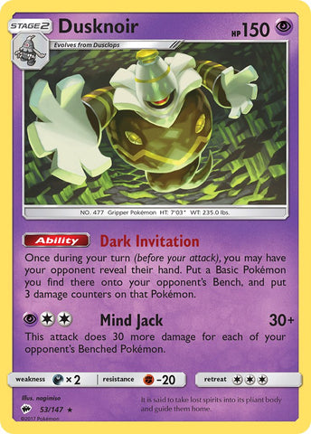 Dusknoir (53/147) (Theme Deck Exclusive) [Sun & Moon: Burning Shadows] - The Mythic Store | 24h Order Processing