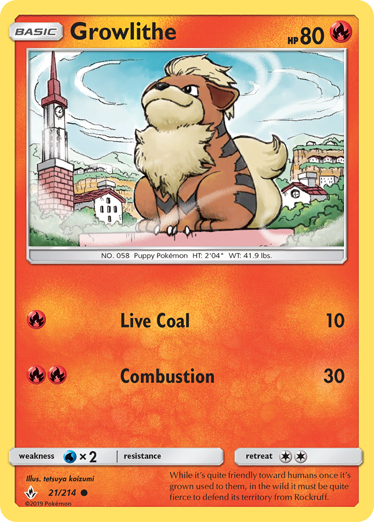Growlithe (21/214) [Sun & Moon: Unbroken Bonds] - The Mythic Store | 24h Order Processing