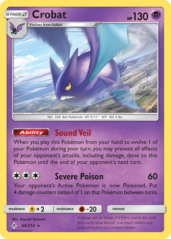 Crobat (66/214) [Sun & Moon: Unbroken Bonds] - The Mythic Store | 24h Order Processing