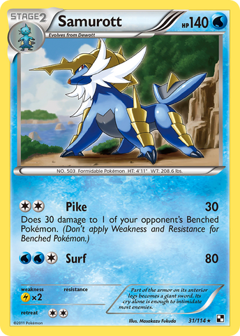 Samurott (31/114) [Black & White: Base Set] - The Mythic Store | 24h Order Processing