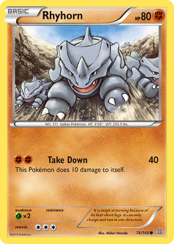 Rhyhorn (74/160) [XY: Primal Clash] - The Mythic Store | 24h Order Processing