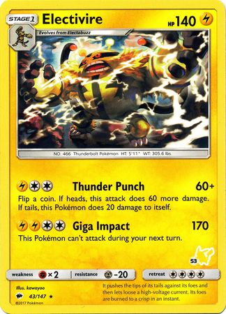 Electivire (43/147) (Pikachu Stamp #53) [Battle Academy 2020] - The Mythic Store | 24h Order Processing