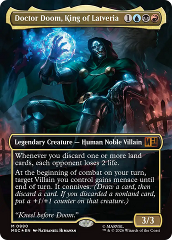 Doctor Doom, King of Latveria (Borderless) (Surge Foil) [Marvel Super Heroes Commander] - The Mythic Store | 24h Order Processing