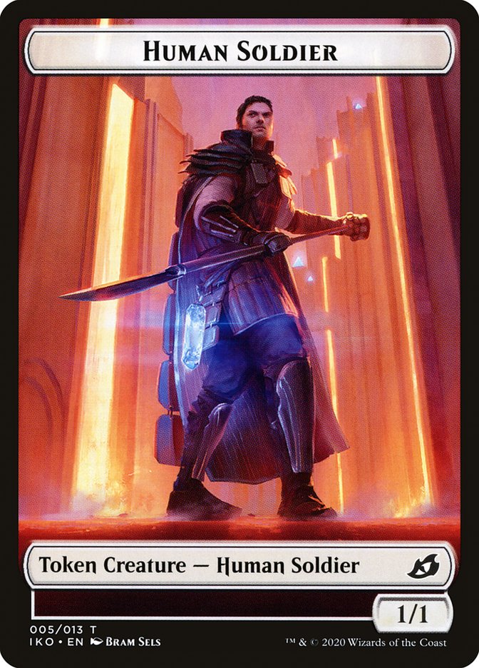 Dinosaur Beast // Human Soldier (005) Double-Sided Token [Ikoria: Lair of Behemoths Tokens] - The Mythic Store | 24h Order Processing