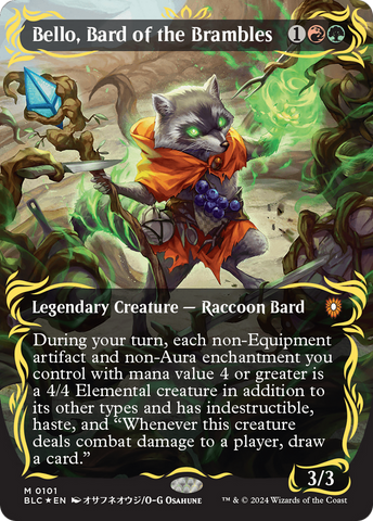 Bello, Bard of the Brambles (Borderless) (Raised Foil) [Bloomburrow Commander] - The Mythic Store | 24h Order Processing