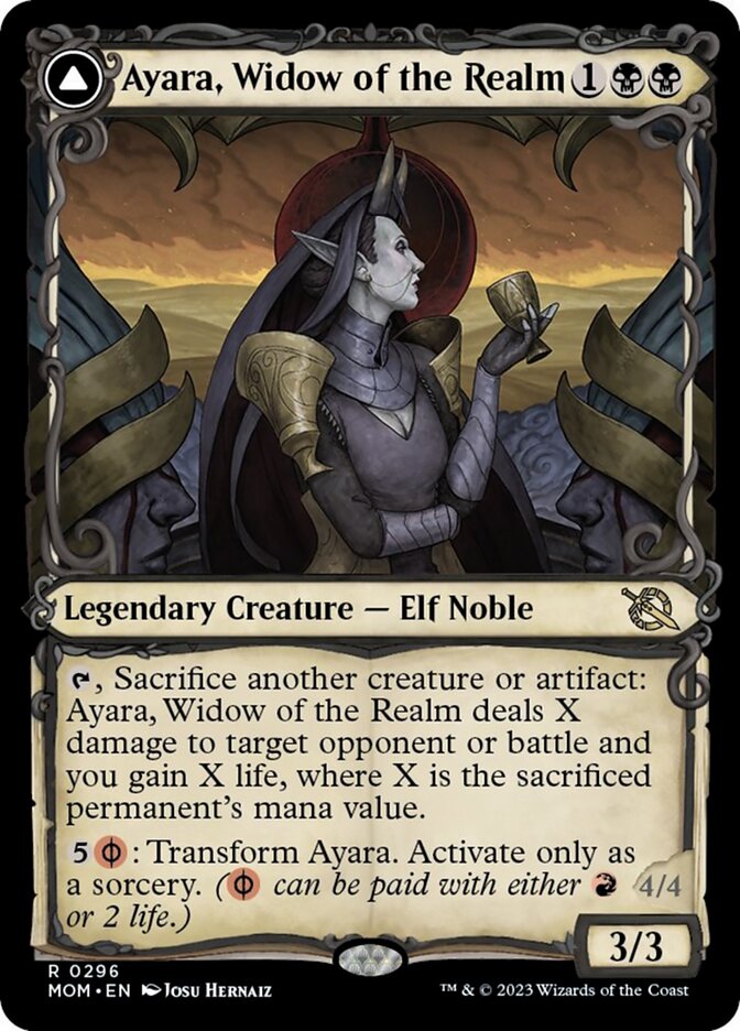 Ayara, Widow of the Realm // Ayara, Furnace Queen (Showcase Planar Booster Fun) [March of the Machine] - The Mythic Store | 24h Order Processing