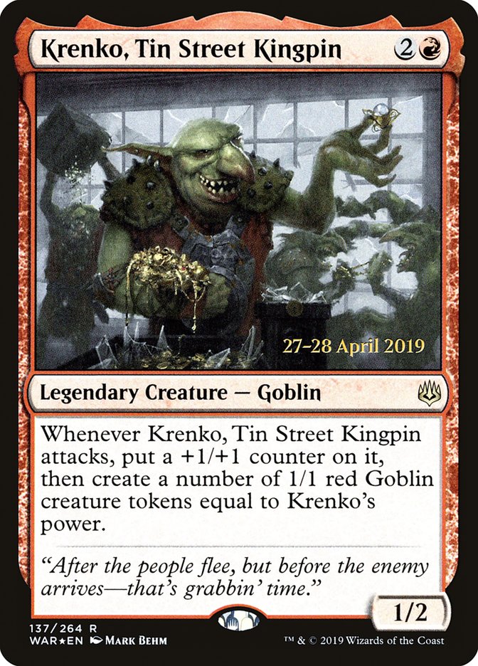 Krenko, Tin Street Kingpin [War of the Spark Prerelease Promos] - The Mythic Store | 24h Order Processing