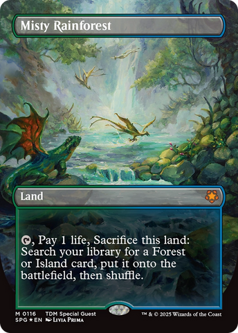 Misty Rainforest (Borderless) (Dragonscale Foil) [Tarkir: Dragonstorm Special Guests] - The Mythic Store | 24h Order Processing
