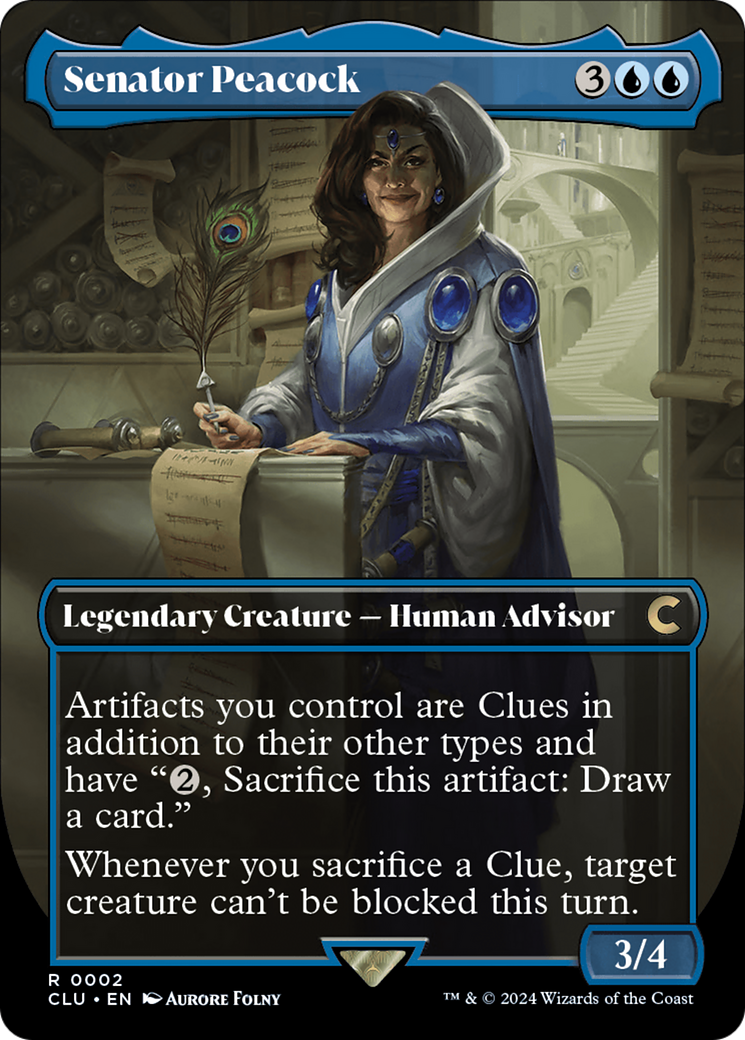Senator Peacock (Borderless) [Ravnica: Clue Edition] - The Mythic Store | 24h Order Processing