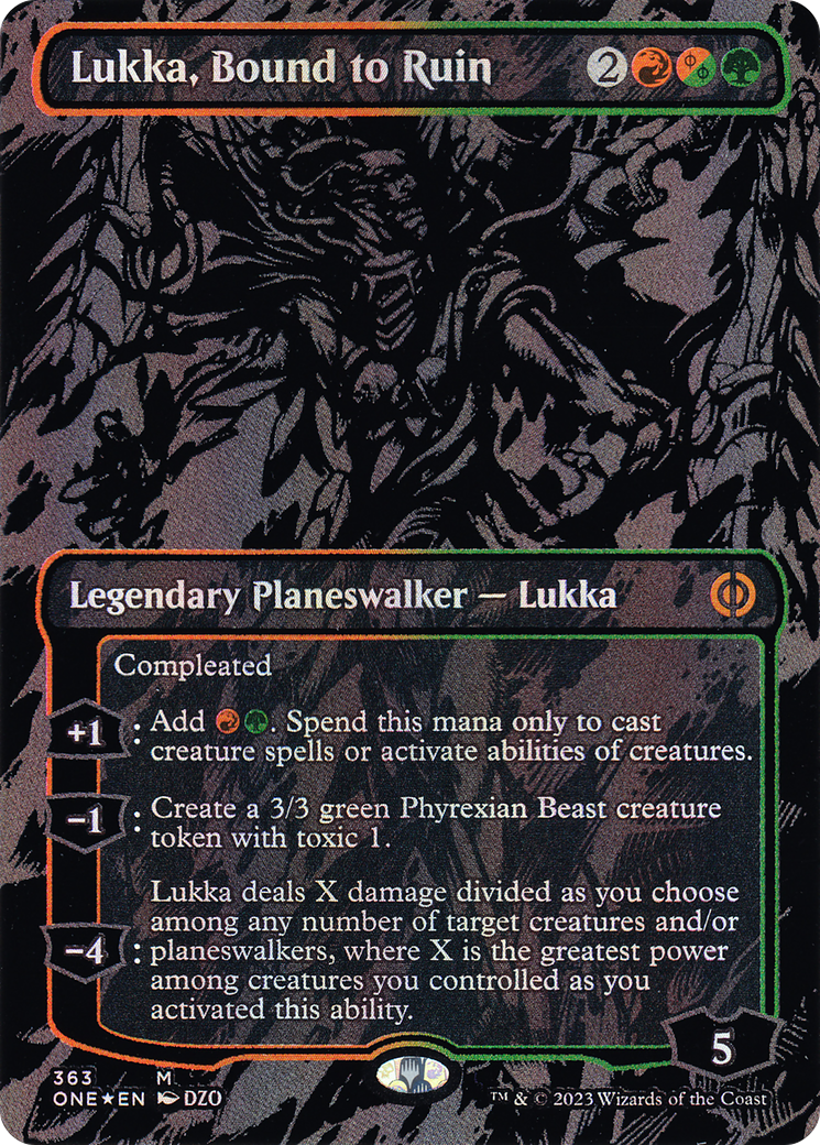 Lukka, Bound to Ruin (Oil Slick Raised Foil) [Phyrexia: All Will Be One] - The Mythic Store | 24h Order Processing