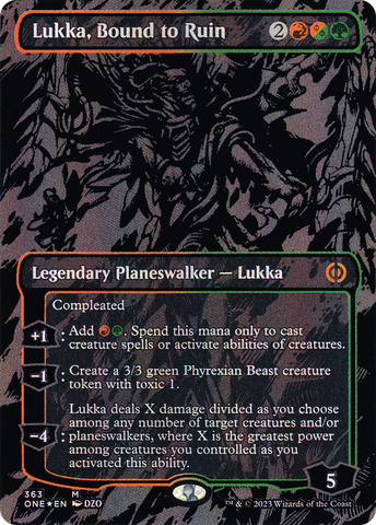 Lukka, Bound to Ruin (Oil Slick Raised Foil) [Phyrexia: All Will Be One] - The Mythic Store | 24h Order Processing