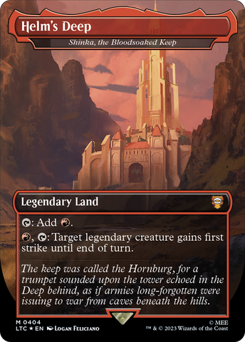 Helm's Deep - Shinka, the Bloodsoaked Keep (Borderless) (Surge Foil Realms and Relics) [The Lord of the Rings: Tales of Middle-Earth Commander] - The Mythic Store | 24h Order Processing