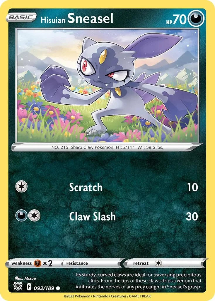 Hisuian Sneasel (092/189) (Theme Deck Exclusive) [Sword & Shield: Astral Radiance] - The Mythic Store | 24h Order Processing