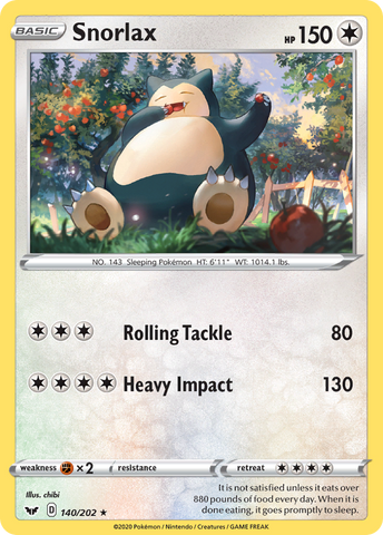 Snorlax (140/202) [Sword & Shield: Base Set] - The Mythic Store | 24h Order Processing