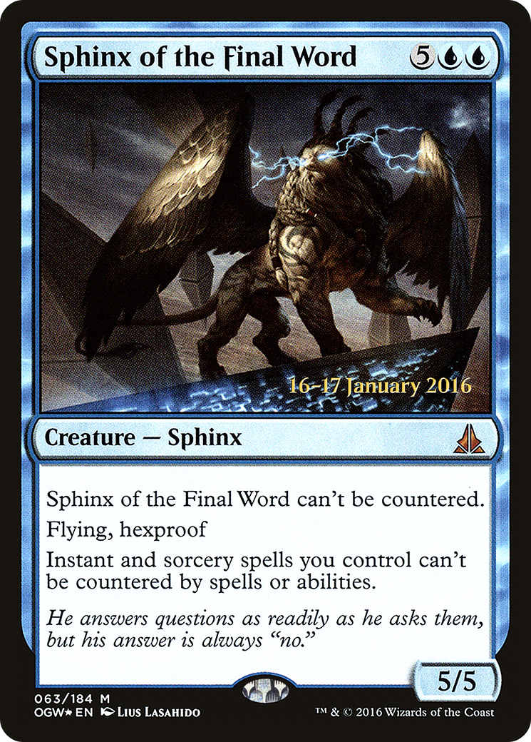 Sphinx of the Final Word [Oath of the Gatewatch Prerelease Promos] - The Mythic Store | 24h Order Processing
