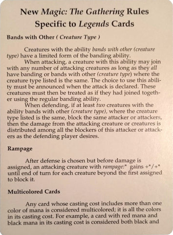 Legends Rules Card [Legends Tokens] - The Mythic Store | 24h Order Processing