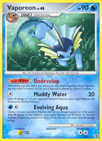Vaporeon (34/111) [Platinum: Rising Rivals] - The Mythic Store | 24h Order Processing