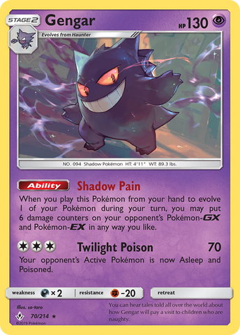 Gengar (70/214) [Sun & Moon: Unbroken Bonds] - The Mythic Store | 24h Order Processing