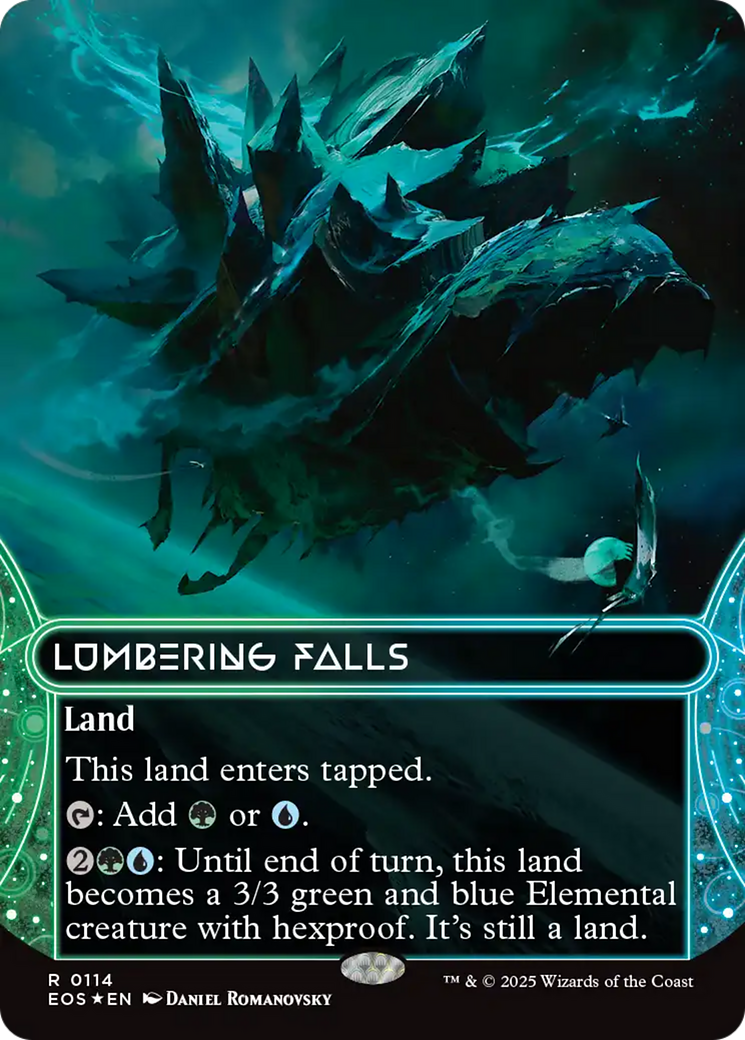 Lumbering Falls (0114) (Borderless) (Galaxy Foil) [Edge of Eternities: Stellar Sights] - The Mythic Store | 24h Order Processing