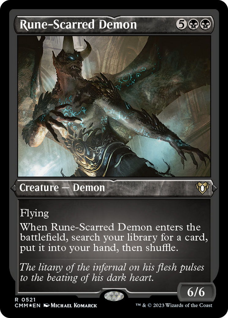 Rune-Scarred Demon (Foil Etched) [Commander Masters] - The Mythic Store | 24h Order Processing