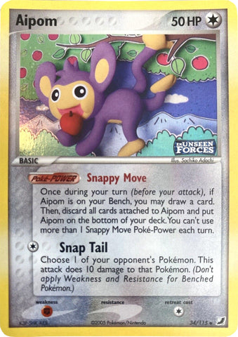 Aipom (34/115) (Stamped) [EX: Unseen Forces] - The Mythic Store | 24h Order Processing