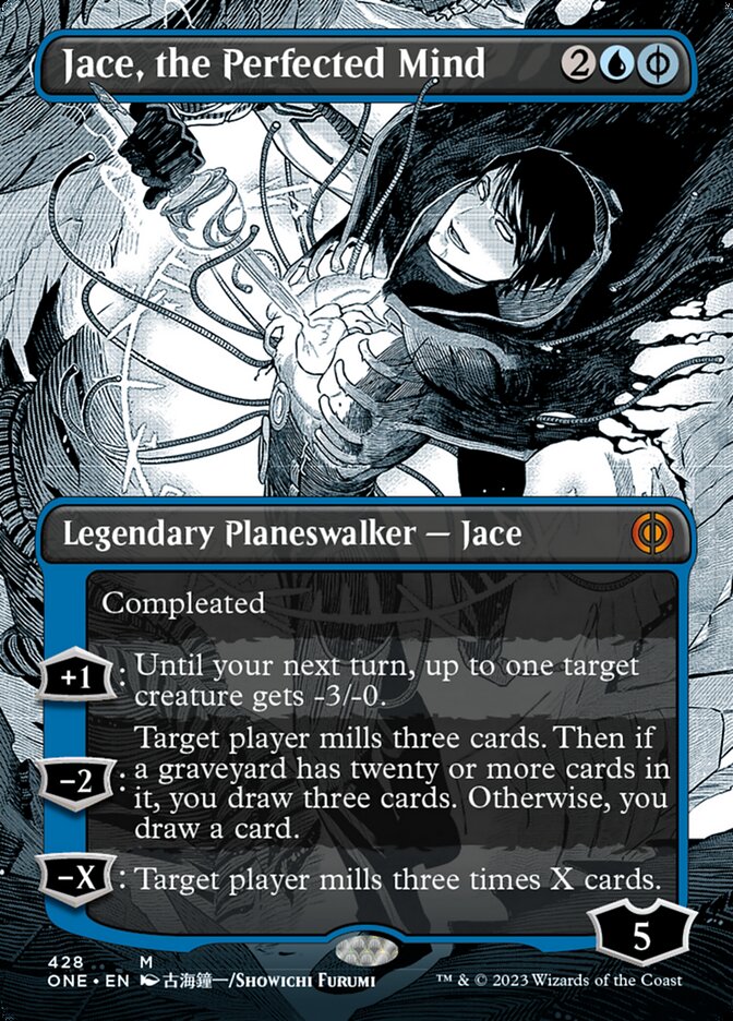 Jace, the Perfected Mind (Borderless Manga Step-and-Compleat Foil) [Phyrexia: All Will Be One] - The Mythic Store | 24h Order Processing