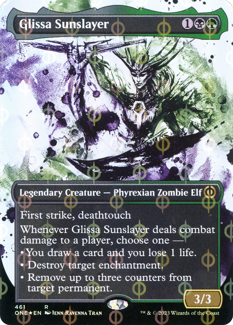 Glissa Sunslayer (Borderless Ichor Step-and-Compleat Foil) [Phyrexia: All Will Be One] - The Mythic Store | 24h Order Processing