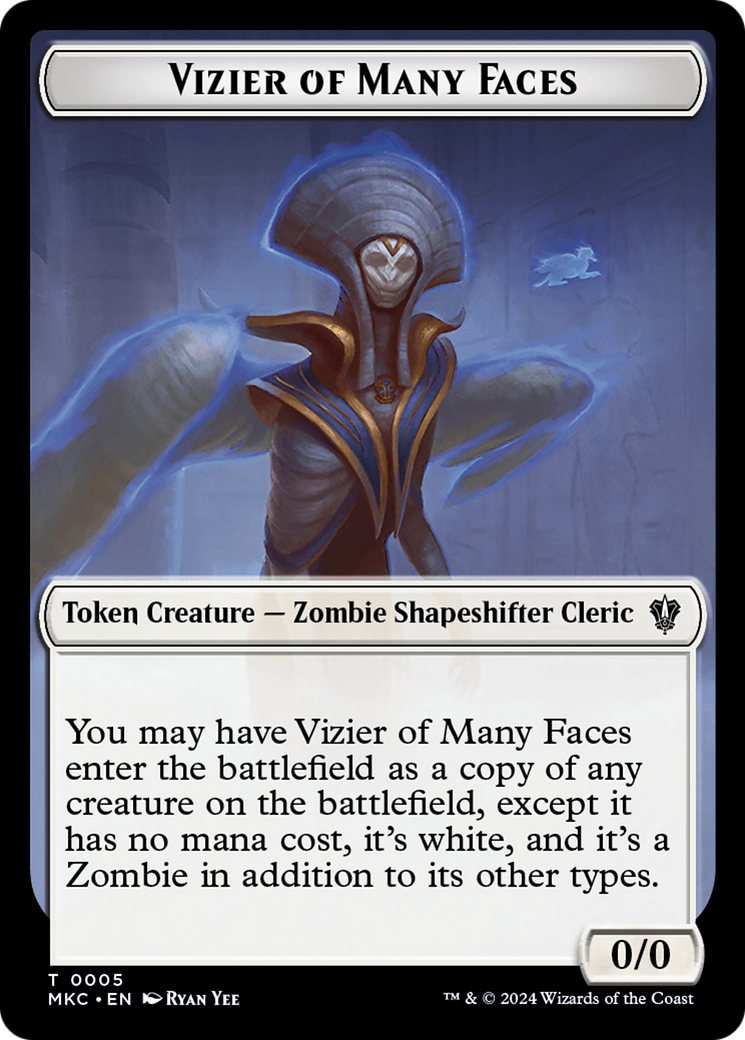 Vizier of Many Faces // Zombie Double-Sided Token [Murders at Karlov Manor Commander Tokens] - The Mythic Store | 24h Order Processing