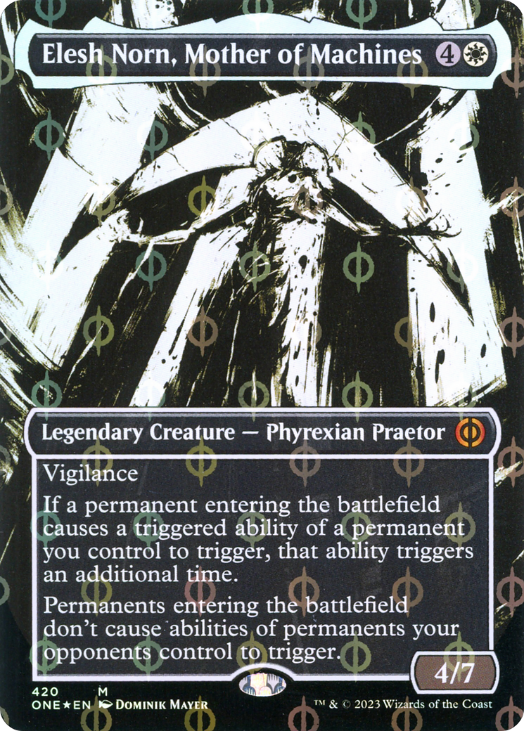 Elesh Norn, Mother of Machines (Borderless Ichor Step-and-Compleat Foil) [Phyrexia: All Will Be One] - The Mythic Store | 24h Order Processing