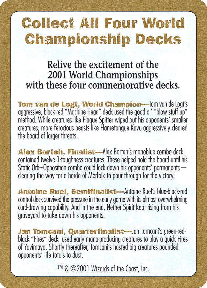 2001 World Championships Ad [World Championship Decks 2001] - The Mythic Store | 24h Order Processing