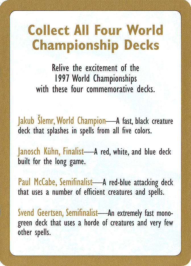 1997 World Championships Ad [World Championship Decks 1997] - The Mythic Store | 24h Order Processing