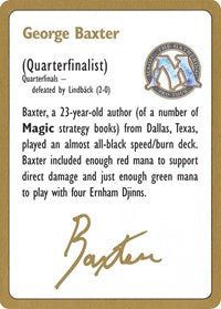1996 George Baxter Biography Card [World Championship Decks] - The Mythic Store | 24h Order Processing