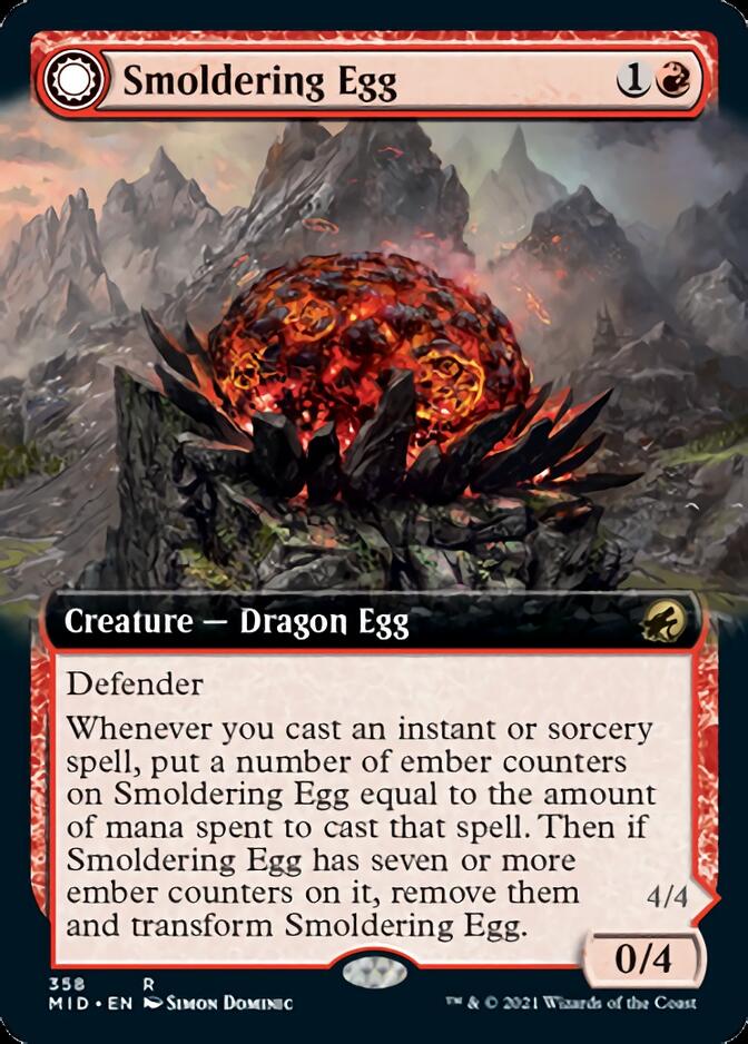 Smoldering Egg // Ashmouth Dragon (Extended Art) [Innistrad: Midnight Hunt] - The Mythic Store | 24h Order Processing