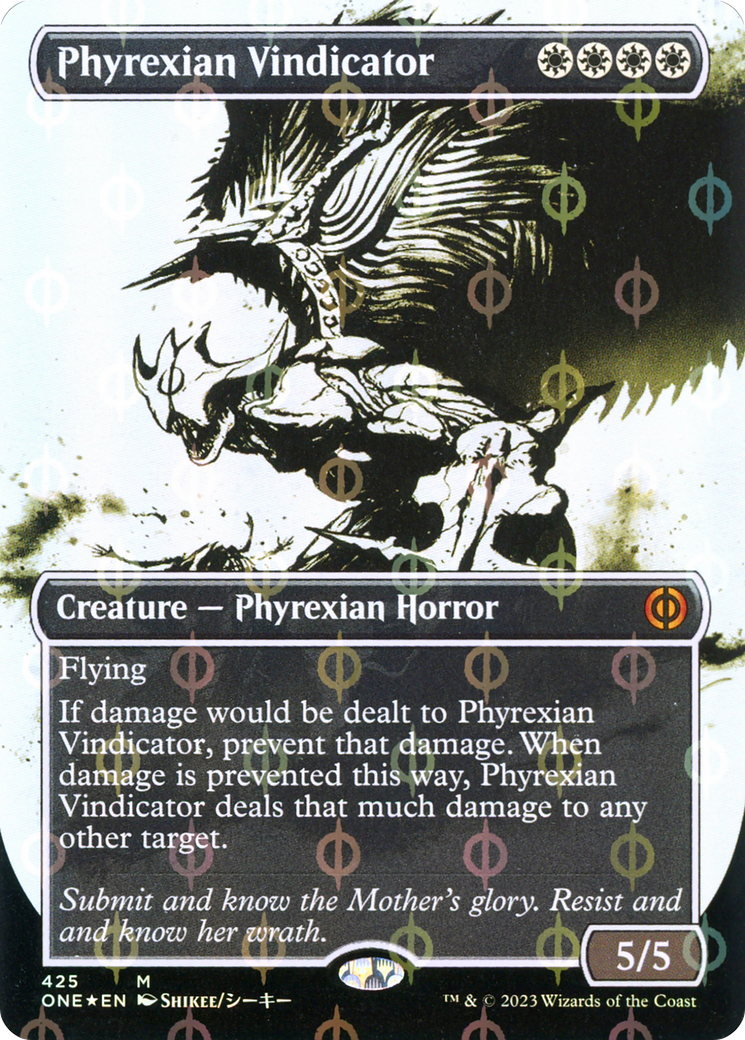 Phyrexian Vindicator (Borderless Ichor Step-and-Compleat Foil) [Phyrexia: All Will Be One] - The Mythic Store | 24h Order Processing