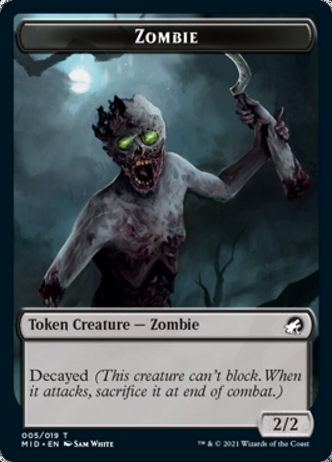 Zombie (005) // Wrenn and Seven Emblem Double-Sided Token [Innistrad: Midnight Hunt Tokens] - The Mythic Store | 24h Order Processing