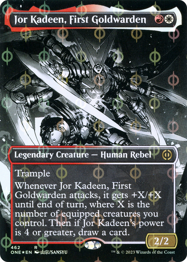 Jor Kadeen, First Goldwarden (Borderless Manga Step-and-Compleat Foil) [Phyrexia: All Will Be One] - The Mythic Store | 24h Order Processing