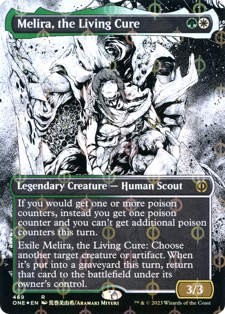 Melira, the Living Cure (Borderless Manga Step-and-Compleat Foil) [Phyrexia: All Will Be One] - The Mythic Store | 24h Order Processing