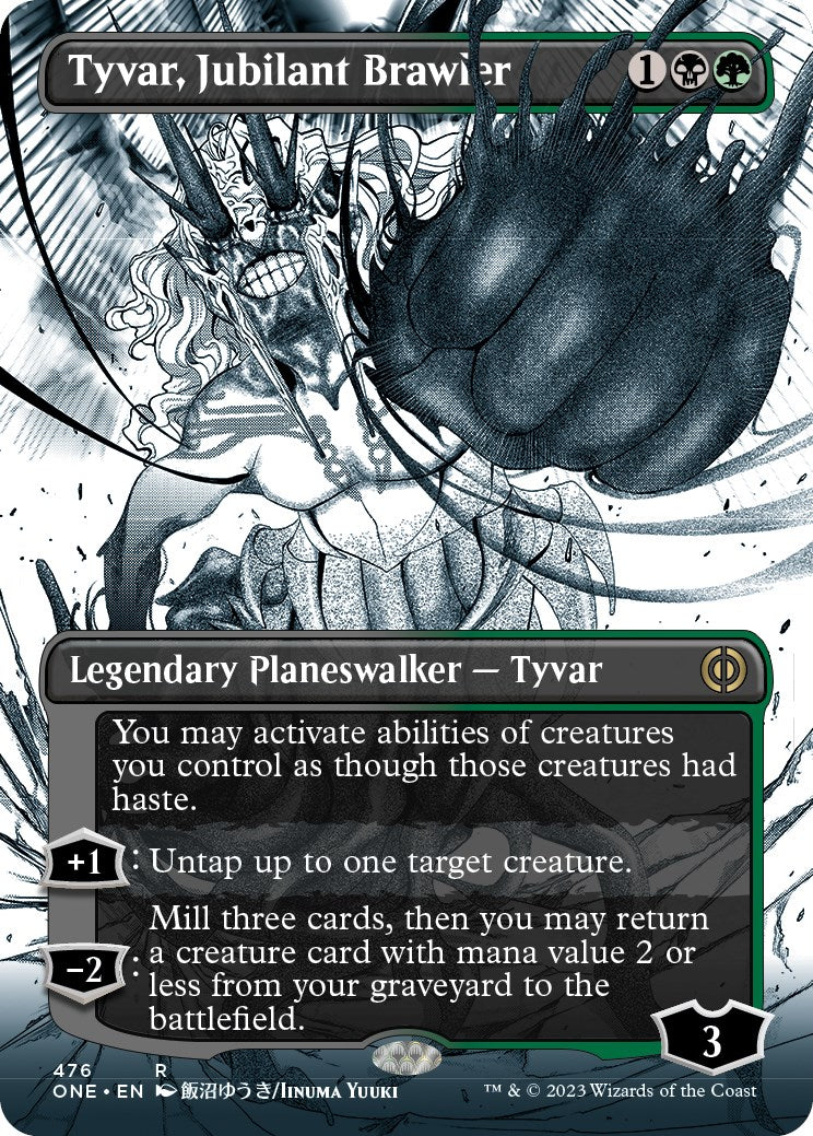Tyvar, Jubilant Brawler (Borderless Manga Step-and-Compleat Foil) [Phyrexia: All Will Be One] - The Mythic Store | 24h Order Processing