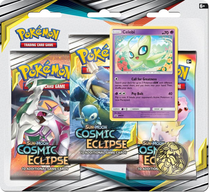 POKÉMON TCG Cosmic Eclipse Three Booster Blister - Celebi - The Mythic Store | 24h Order Processing