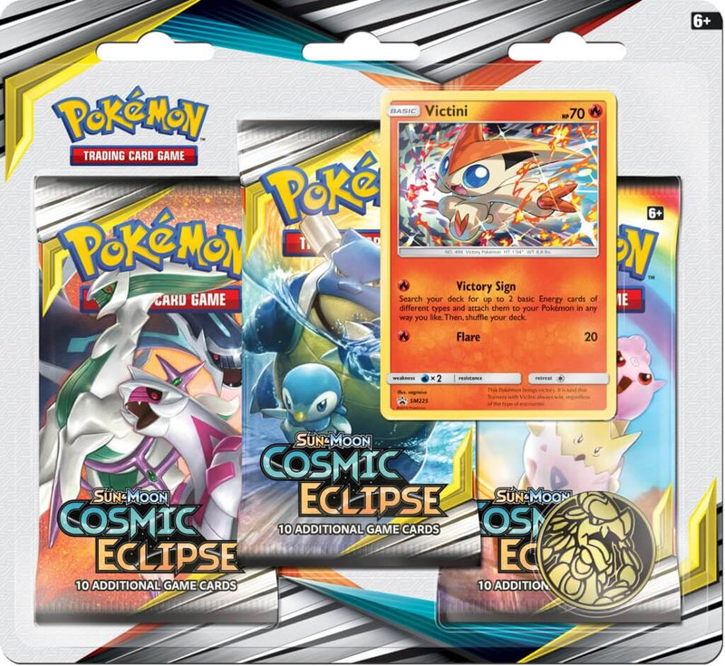 POKÉMON TCG Cosmic Eclipse Three Booster Blister - Victini - The Mythic Store | 24h Order Processing