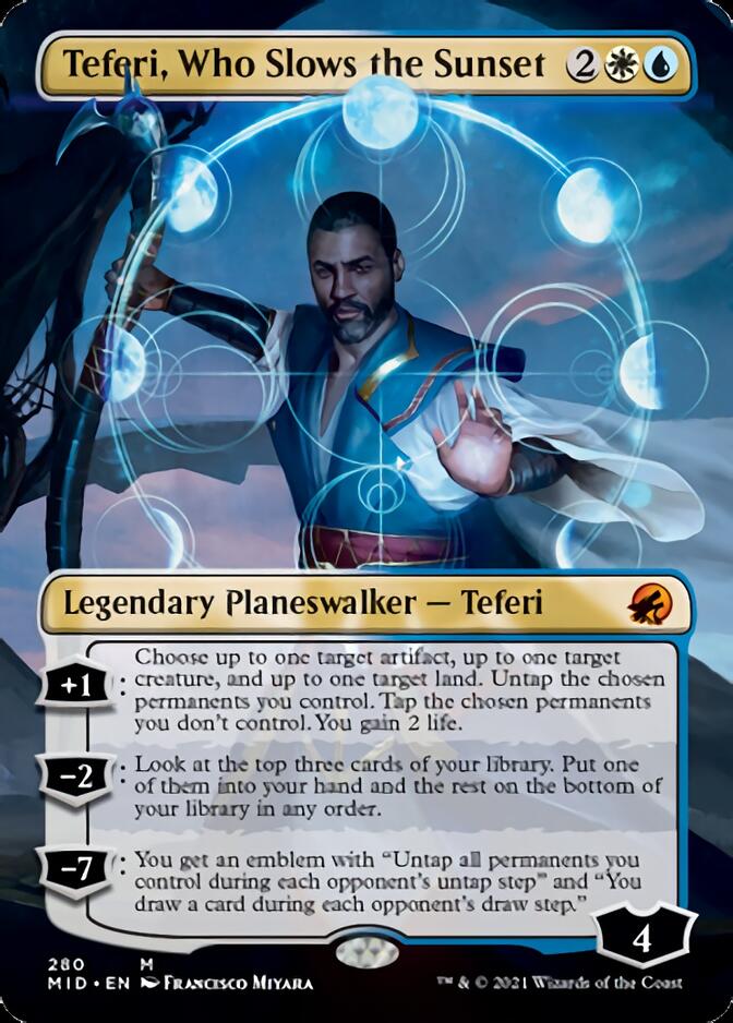 Teferi, Who Slows the Sunset (Borderless) [Innistrad: Midnight Hunt] - The Mythic Store | 24h Order Processing