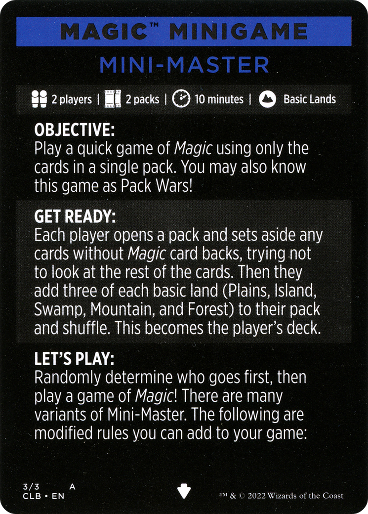 Mini-Master (Magic Minigame) [Commander Legends: Battle for Baldur's Gate Minigame] - The Mythic Store | 24h Order Processing